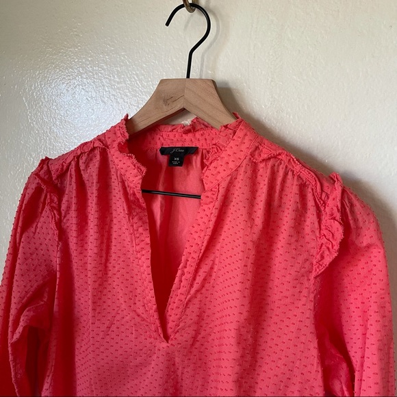 J Crew | Ruffle Trim V Neck Popover Top - Picture 2 of 7